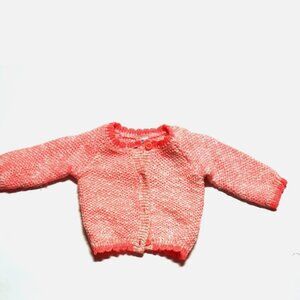 Baby B'gosh Cardigan Orange / White Cotton Buttoned Size 0-3 months